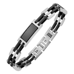 BALCANO - Maximus / Bracelet en acier inoxydable avec hautement polie, plaqué PVD noir