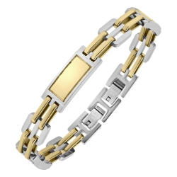 BALCANO - Maximus / Bracelet en acier inoxydable avec hautement polie, plaqué or 18K