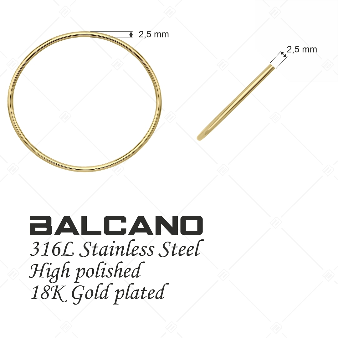 BALCANO - Simply / Bracelet rond  en acier inoxydable classique, plaqué or 18K - 2,5 mm (441197BC88)