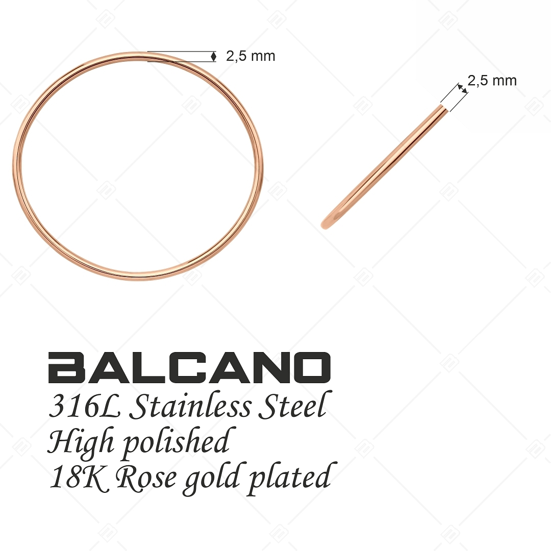 BALCANO - Simply / Classic Stainless Steel Round Bangle Bracelet, 18K Rose Gold Plated - 2,5 mm (441197BC96)