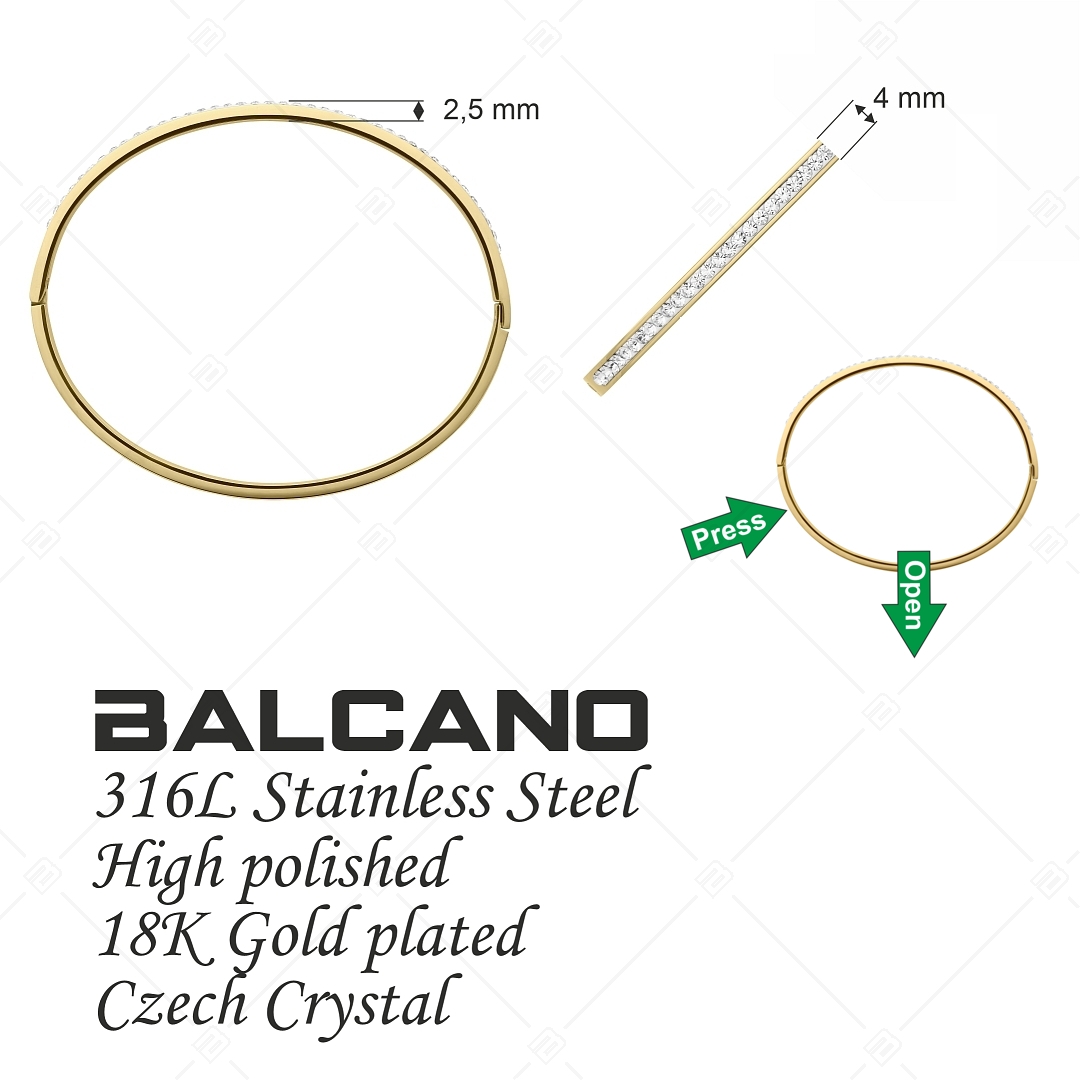 BALCANO - Lucia / Stainless Steel Bangle Bracelet With Crystals, 18K Gold Plated (441199BC88)