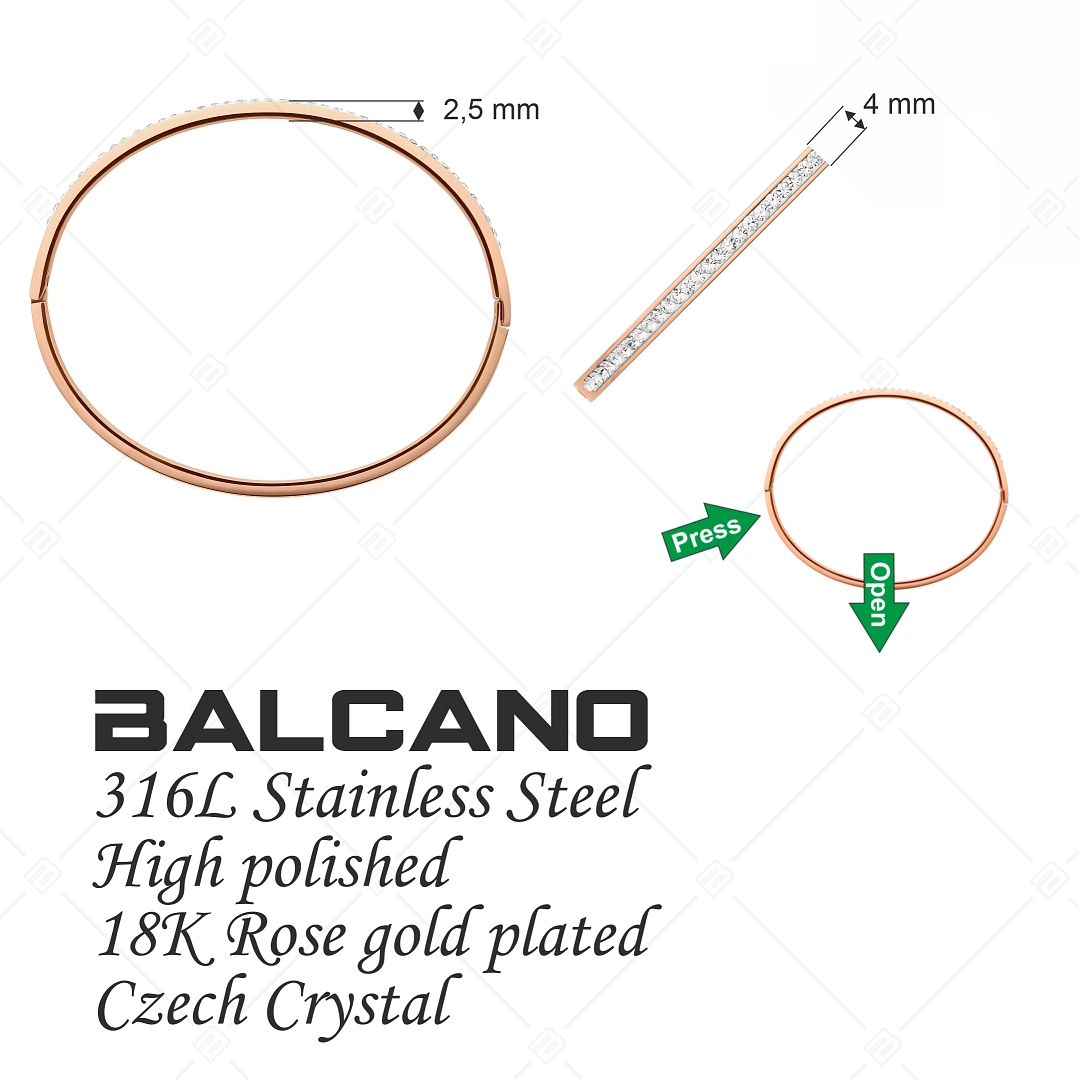 BALCANO - Lucia / Stainless Steel Bangle Bracelet With Crystals, 18K Rose Gold Plated (441199BC96)