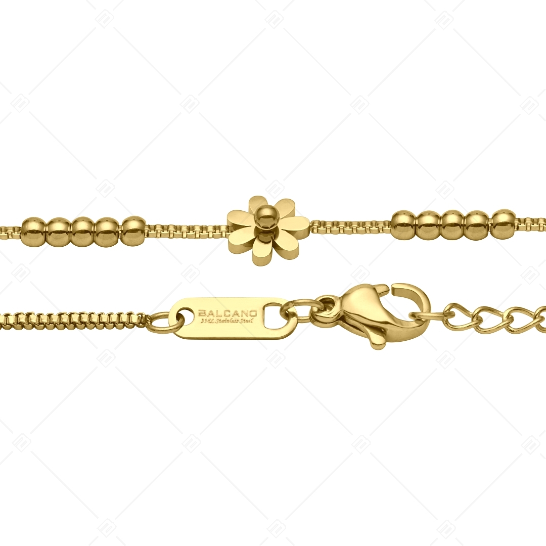 BALCANO - Daisy / Bracelet en acier inoxydable avec pendentif marguerite, plaqué or 18K (441200BC88)