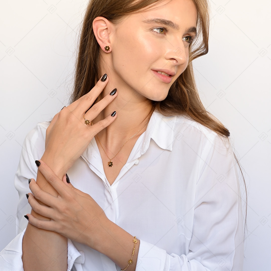 BALCANO - Daisy / Bracelet en acier inoxydable avec pendentif marguerite, plaqué or 18K (441200BC88)