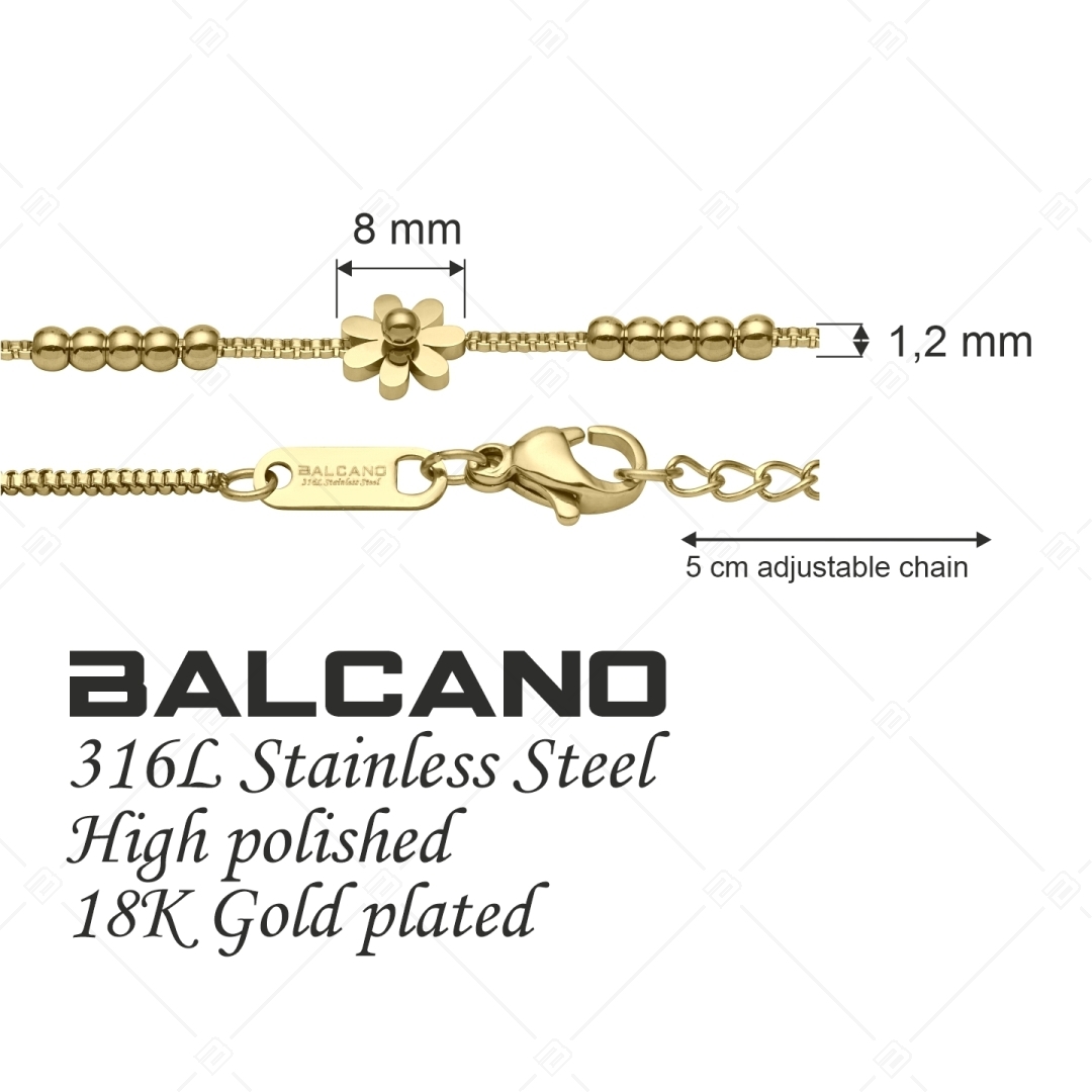 BALCANO - Daisy / Edelstahl Kettenarmband mit Gänseblümchen, 18K Gold Beschichtung (441200BC88)