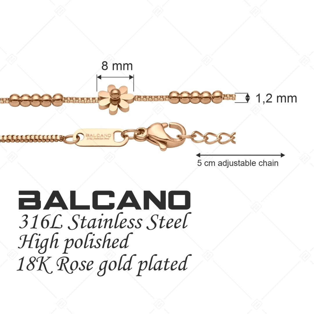 BALCANO - Daisy / Edelstahl Kettenarmband mit Gänseblümchen, 18K Roségold Beschichtung (441200BC96)
