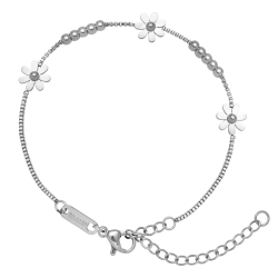 BALCANO - Daisy / Bracelet en acier inoxydable avec pendentif marguerite et polissage à haute brillance
