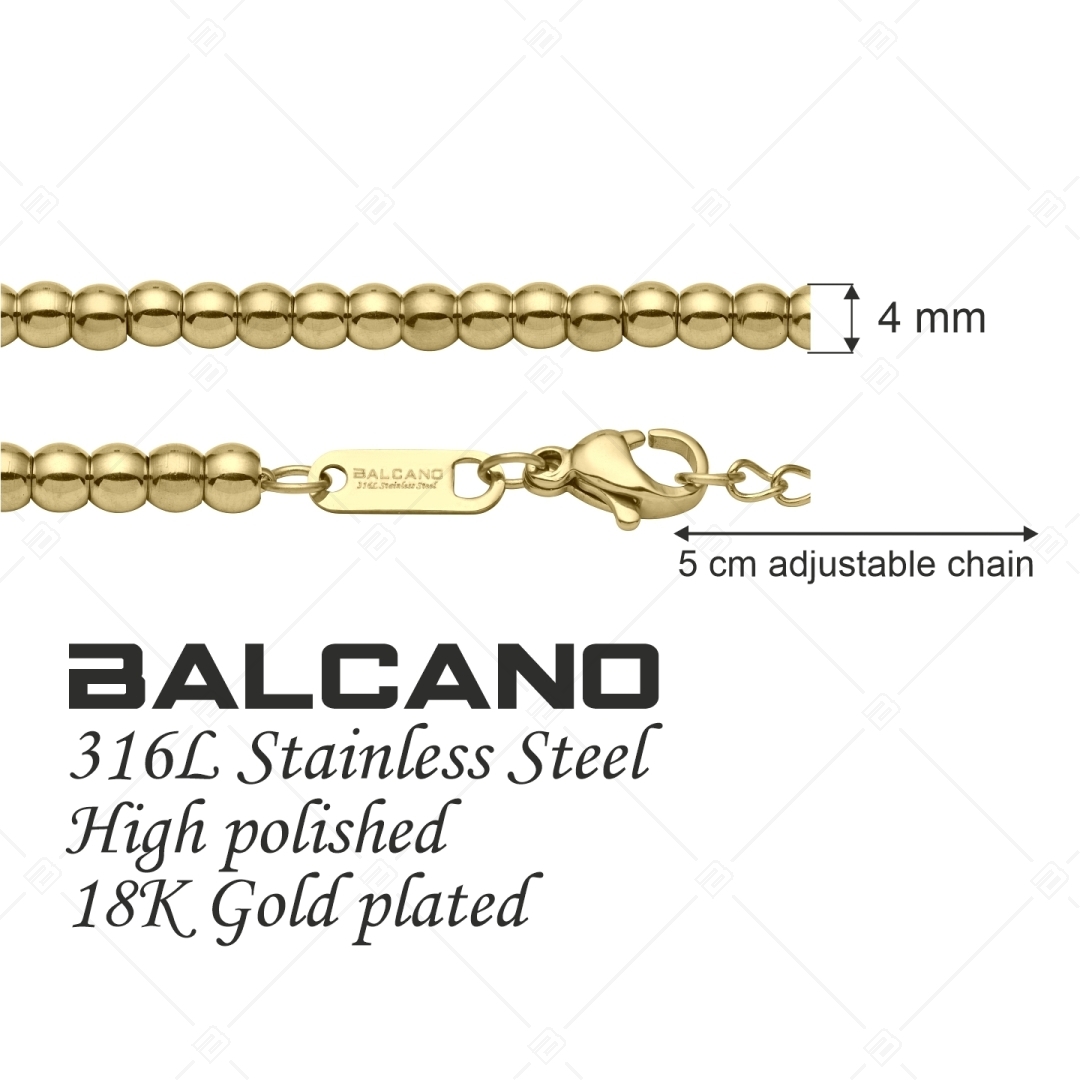 BALCANO - Dottie / Stainless Steel Beaded Flattened Cable Chain Bracelet, 18K Gold Plated (441201BC88)