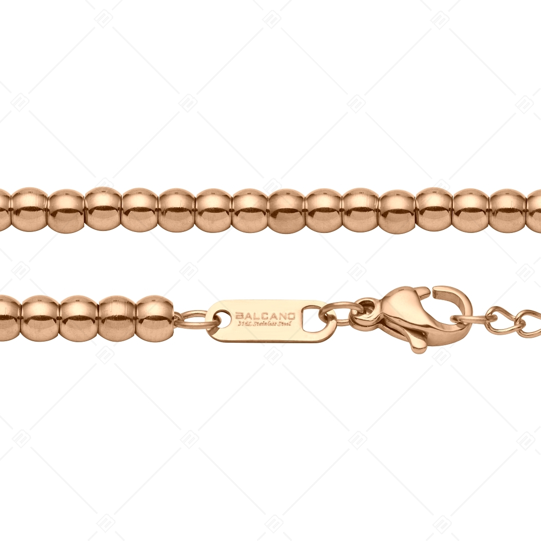 BALCANO - Dottie / Stainless Steel Beaded Flattened Cable Chain Bracelet, 18K Rose Gold Plated (441201BC96)