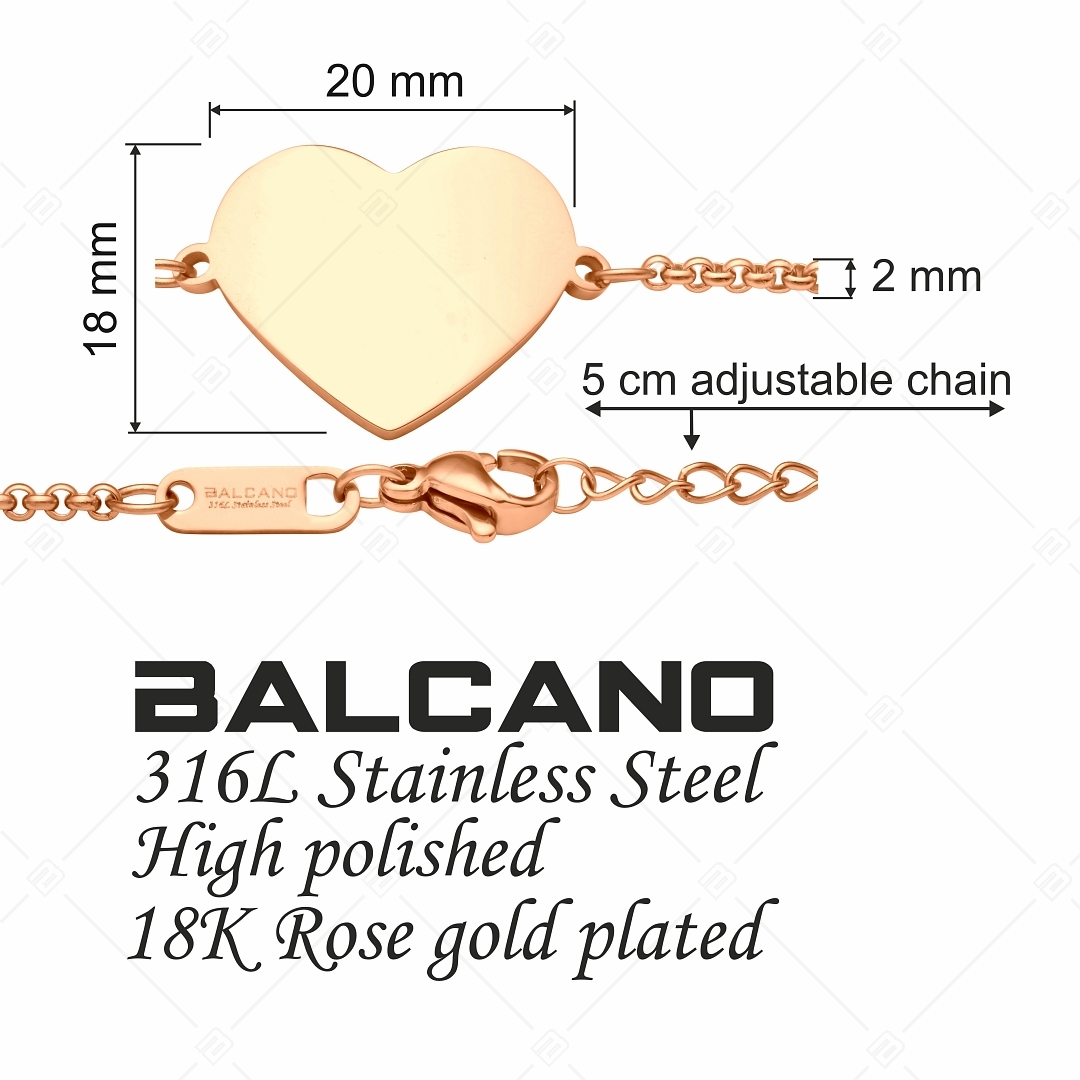 BALCANO - Corazon / Bracelet en acier inoxydable avec tête gravable en forme de cœur (441203EG96)