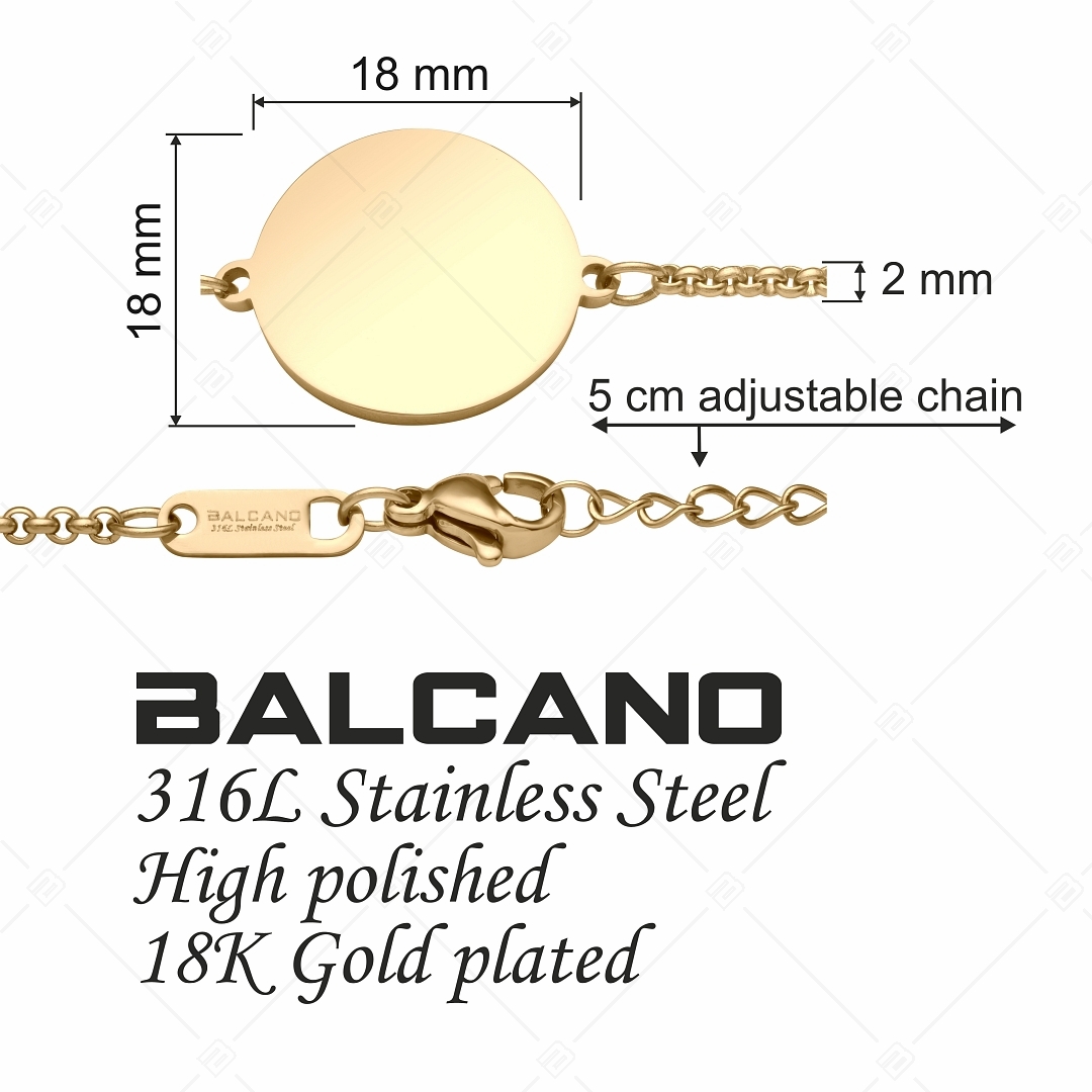 BALCANO - Tondo / Edelstahl Armband mit Rundem, gravierbarem Kopfstück (441204EG88)