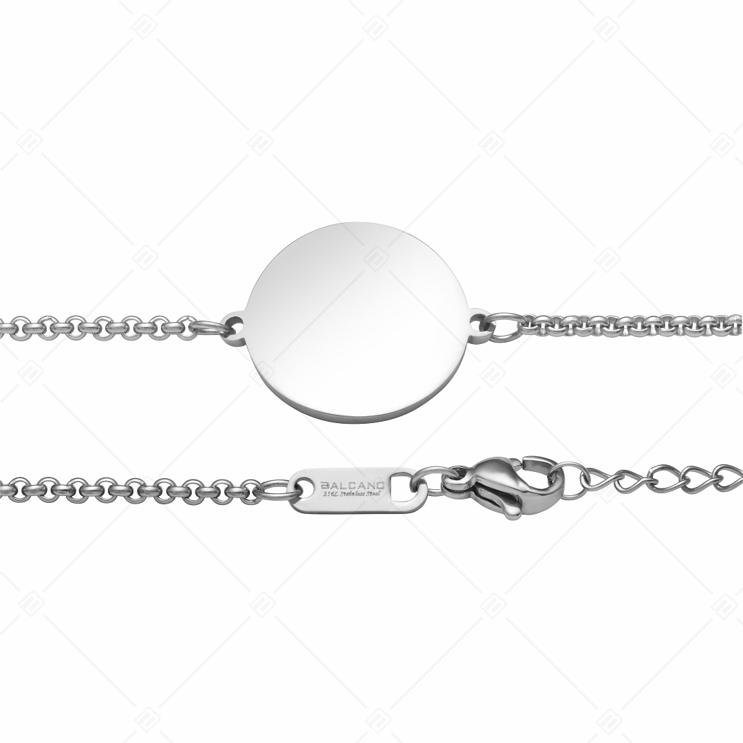 BALCANO - Tondo / Stainless Steel Bracelet With Round Engravable Headpiece (441204EG97)