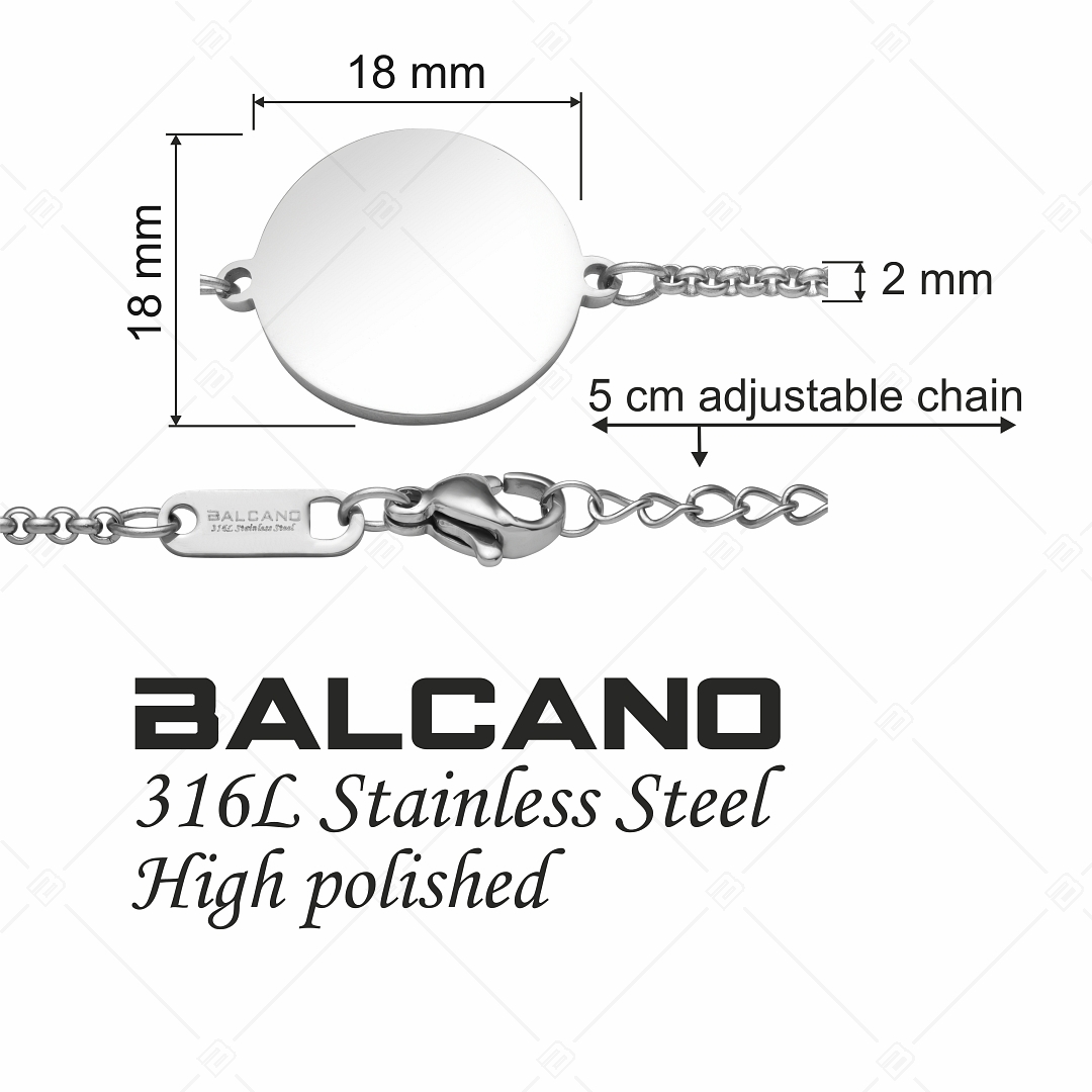 BALCANO - Tondo / Edelstahl Armband mit Rundem, gravierbarem Kopfstück (441204EG97)