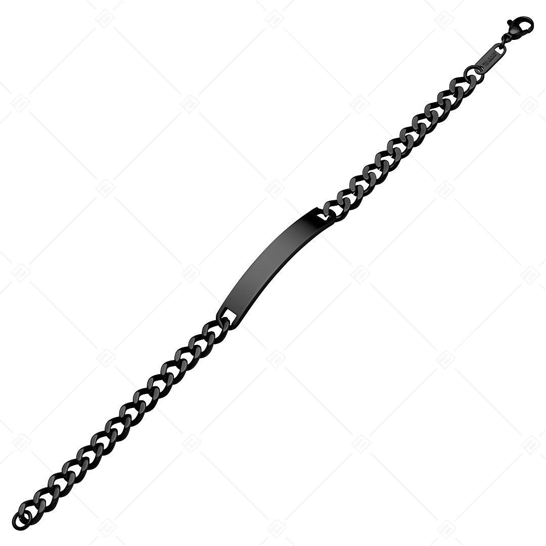 BALCANO - Perpetuo / Edelstahl Pancer-Armband mit gravierbarem Rechteckigem Kopf, schwarzer PVD-Beschichtung - 8 mm (441206EG11)