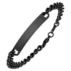 BALCANO - Perpetuo / Bracelet en acier inoxydable Pancer, gravable, tête rectangulaire, plaqué en PVD noir - 8 mm