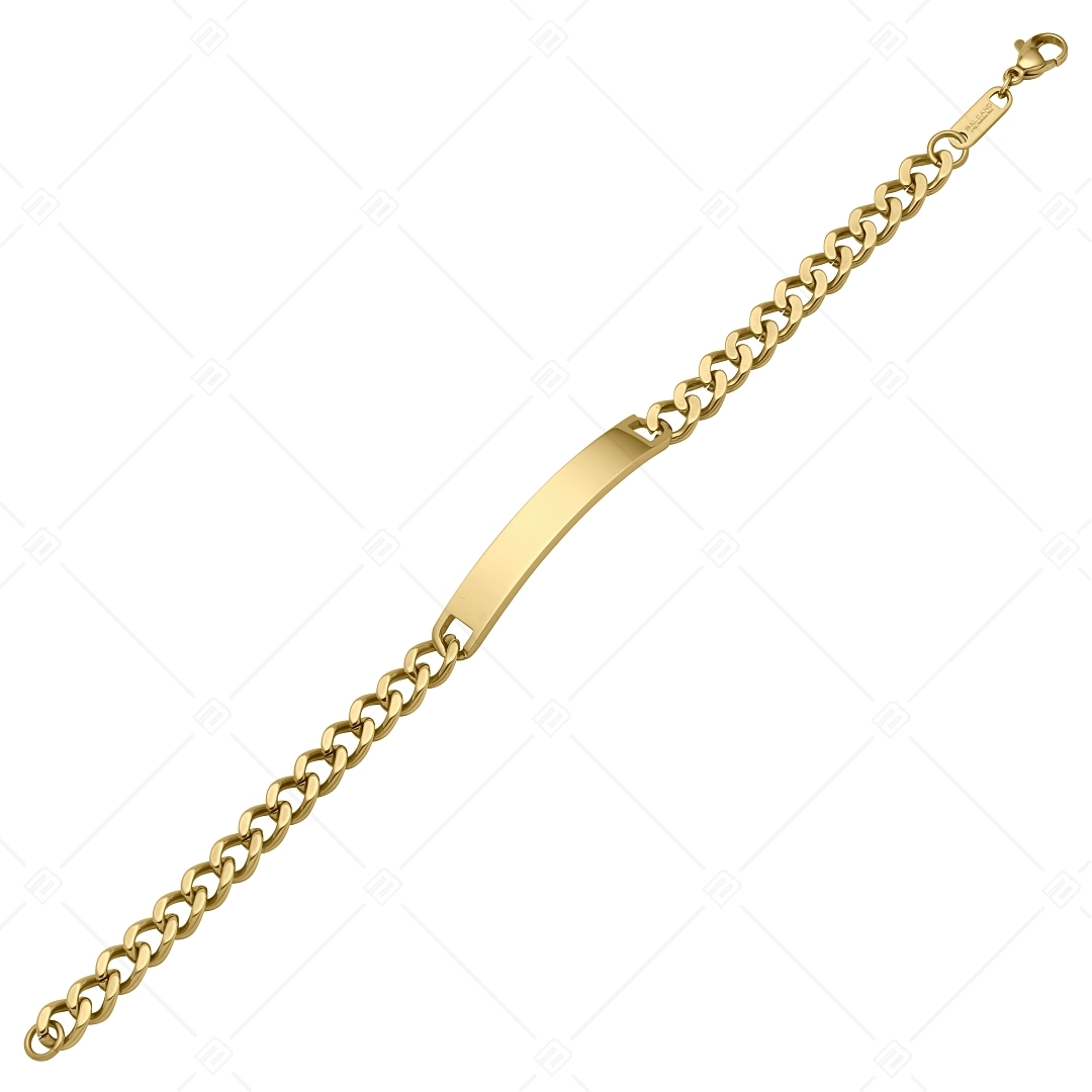 BALCANO - Perpetuo / Stainless Steel Curb Chain, Engravable, Rectangular Headband, 18 Gold Plated - 8 mm (441206EG88)