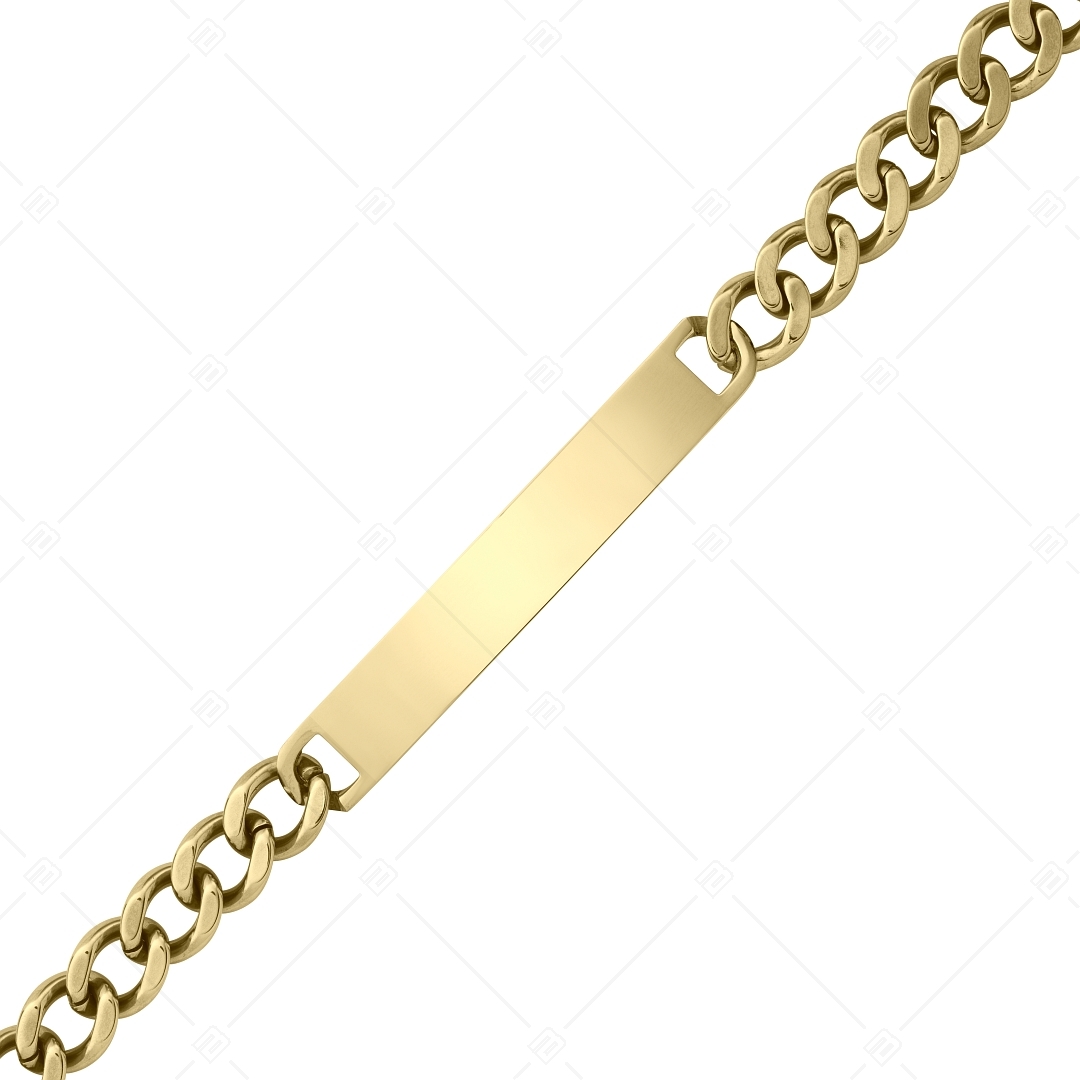 BALCANO - Perpetuo / Stainless Steel Curb Chain, Engravable, Rectangular Headband, 18 Gold Plated - 8 mm (441206EG88)