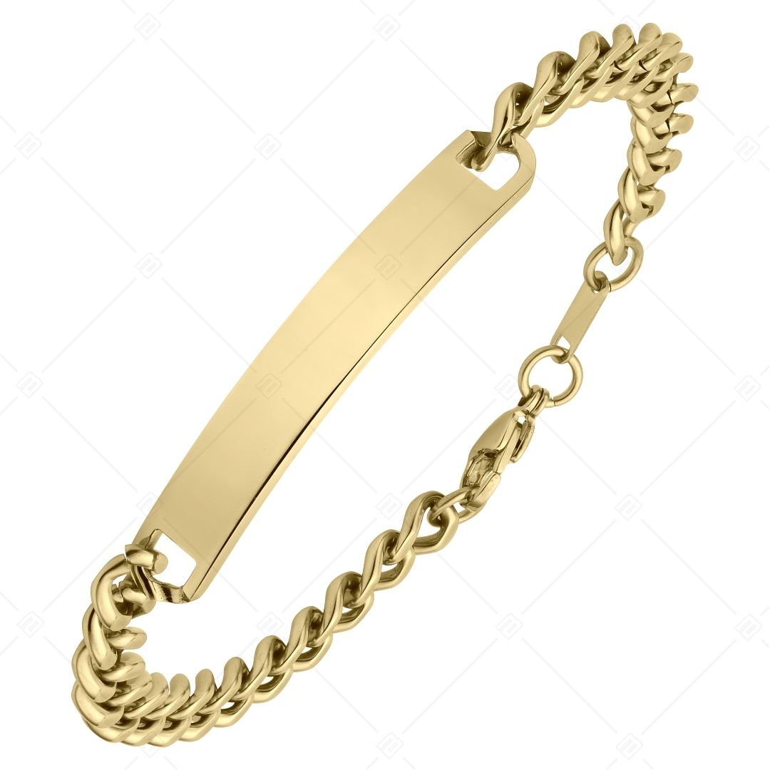 BALCANO - Perpetuo / Curb chain, engravable, rectangular headband, 18K gold plated - 8 mm (441206EG88)