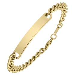 BALCANO - Perpetuo / Curb chain, engravable, rectangular headband, 18K gold plated - 8 mm