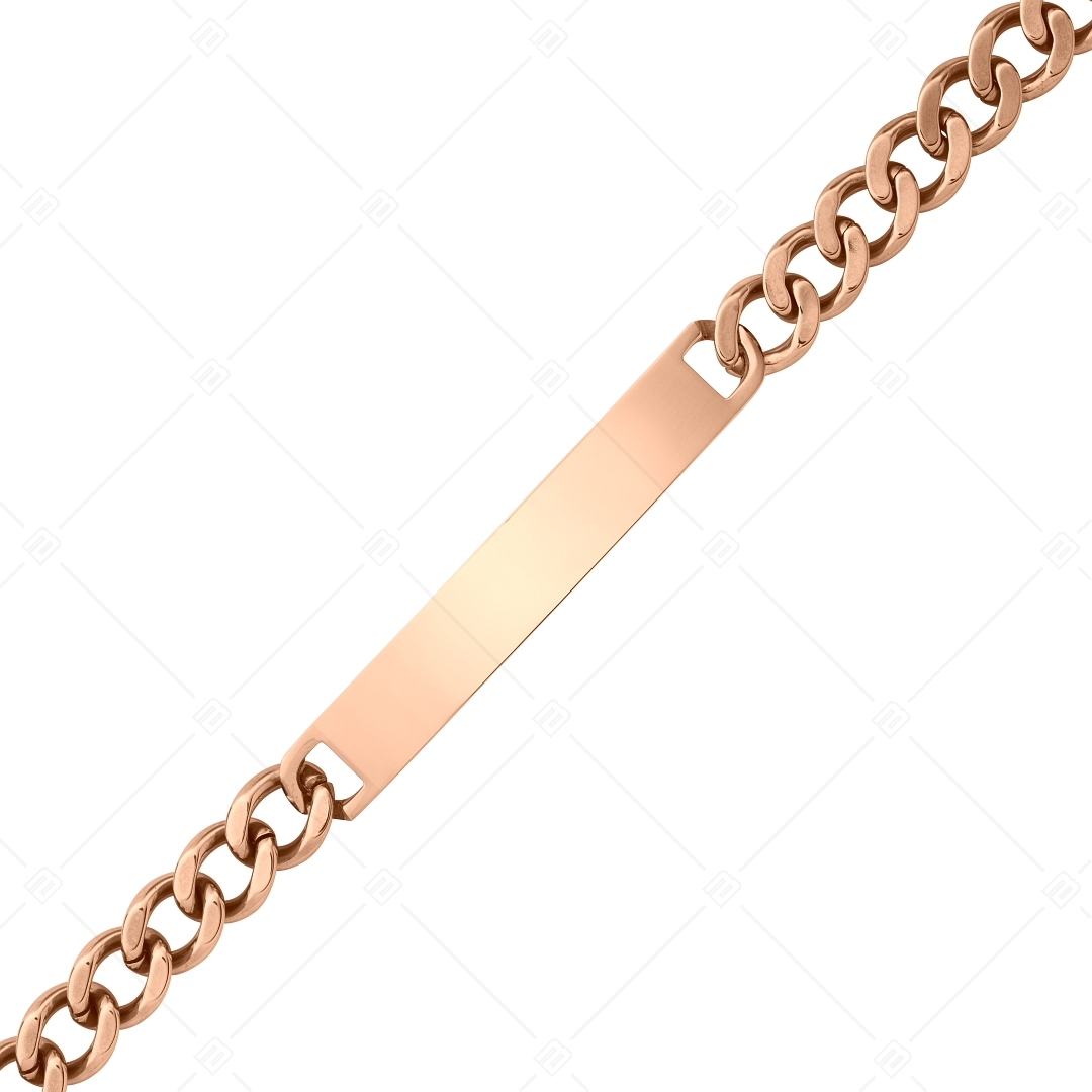 BALCANO - Perpetuo / Bracelet en acier inoxydable Pancer, gravable, tête rectangulaire, plaqué or rose 18K - 8 mm (441206EG96)