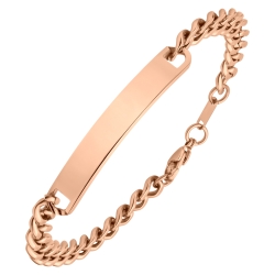 BALCANO - Perpetuo / Stainless Steel Curb Chain, Engravable, Rectangular Headband, 18K Rose Gold Plated - 8 mm