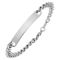 BALCANO - Perpetuo / Stainless Steel Curb Chain, Engravable, Rectangular Headband, High Polished - 8 mm