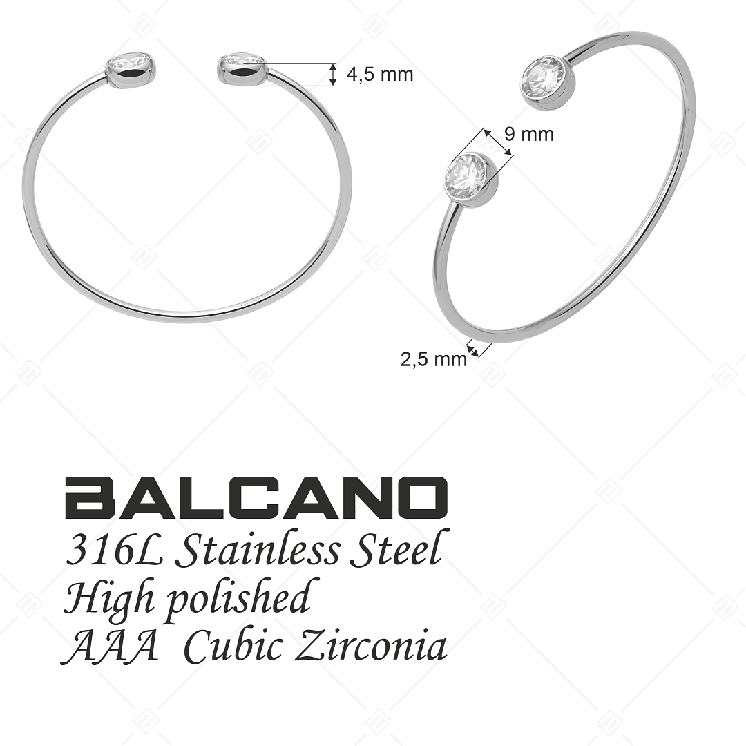 BALCANO - Nova / Stainless Steel Bangle Bracelet With Zirconia Gemstones, High Polished (441208BC97)