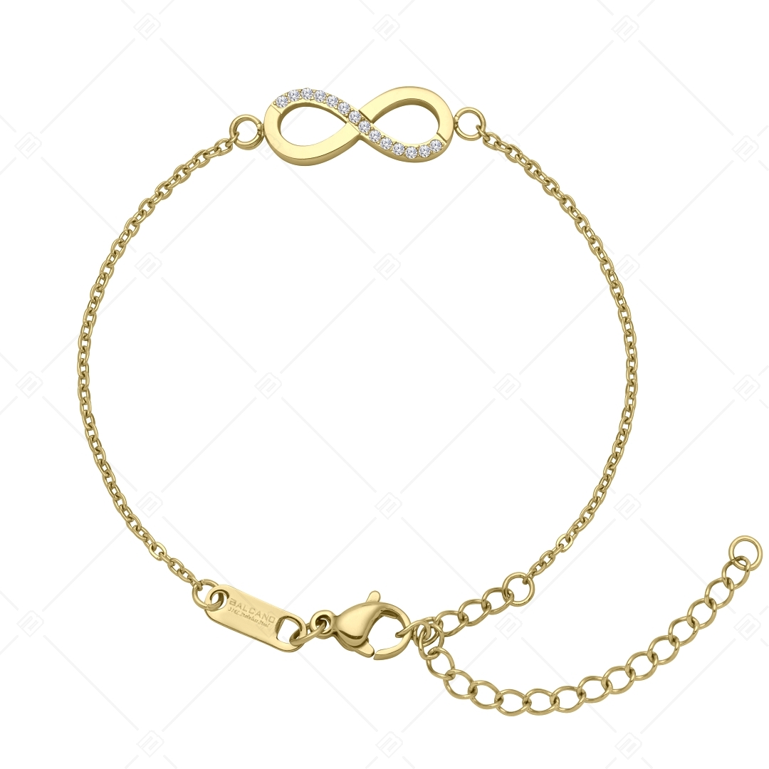 BALCANO - Infinity / Cable chain bracelet with zirconia gemstones, 18K gold plated (441209BC88)