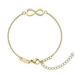 BALCANO - Infinity / Cable chain bracelet with zirconia gemstones, 18K gold plated
