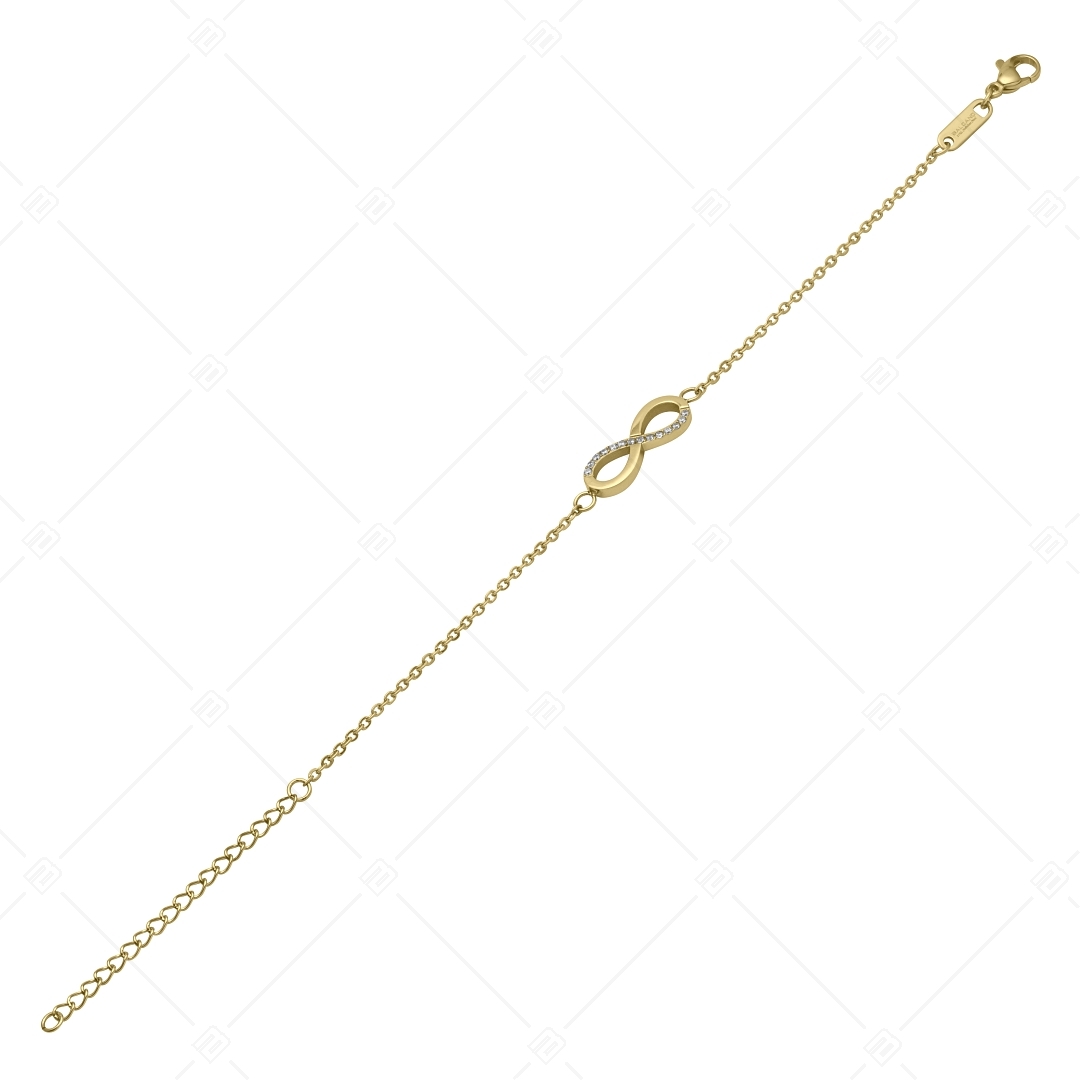 BALCANO - Infinity / Cable chain bracelet with zirconia gemstones, 18K gold plated (441209BC88)