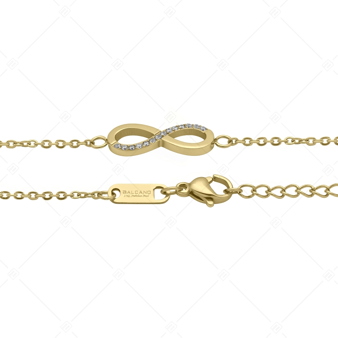 BALCANO - Infinity / Stainless Steel Cable Chain Bracelet With Zirconia Gemstones, 18K Gold Plated (441209BC88)