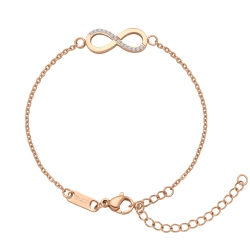 BALCANO - Infinity / Stainless Steel Cable Chain Bracelet With Zirconia Gemstones, 18K Rose Gold Plated