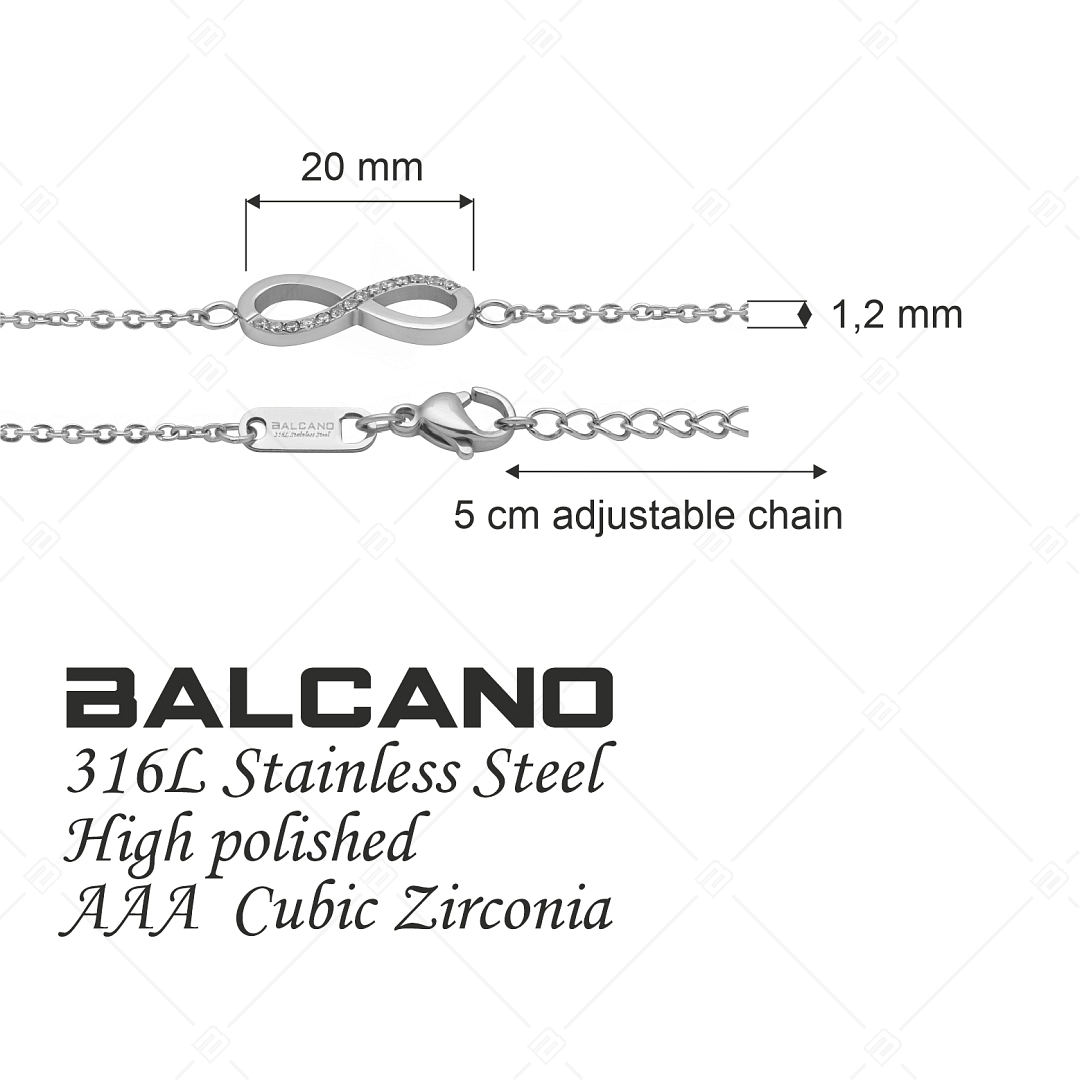 BALCANO - Infinity / Edelstahl Anker Armband mit Zirkonia-Edelsteinen, spiegelglanzpoliert (441209BC97)