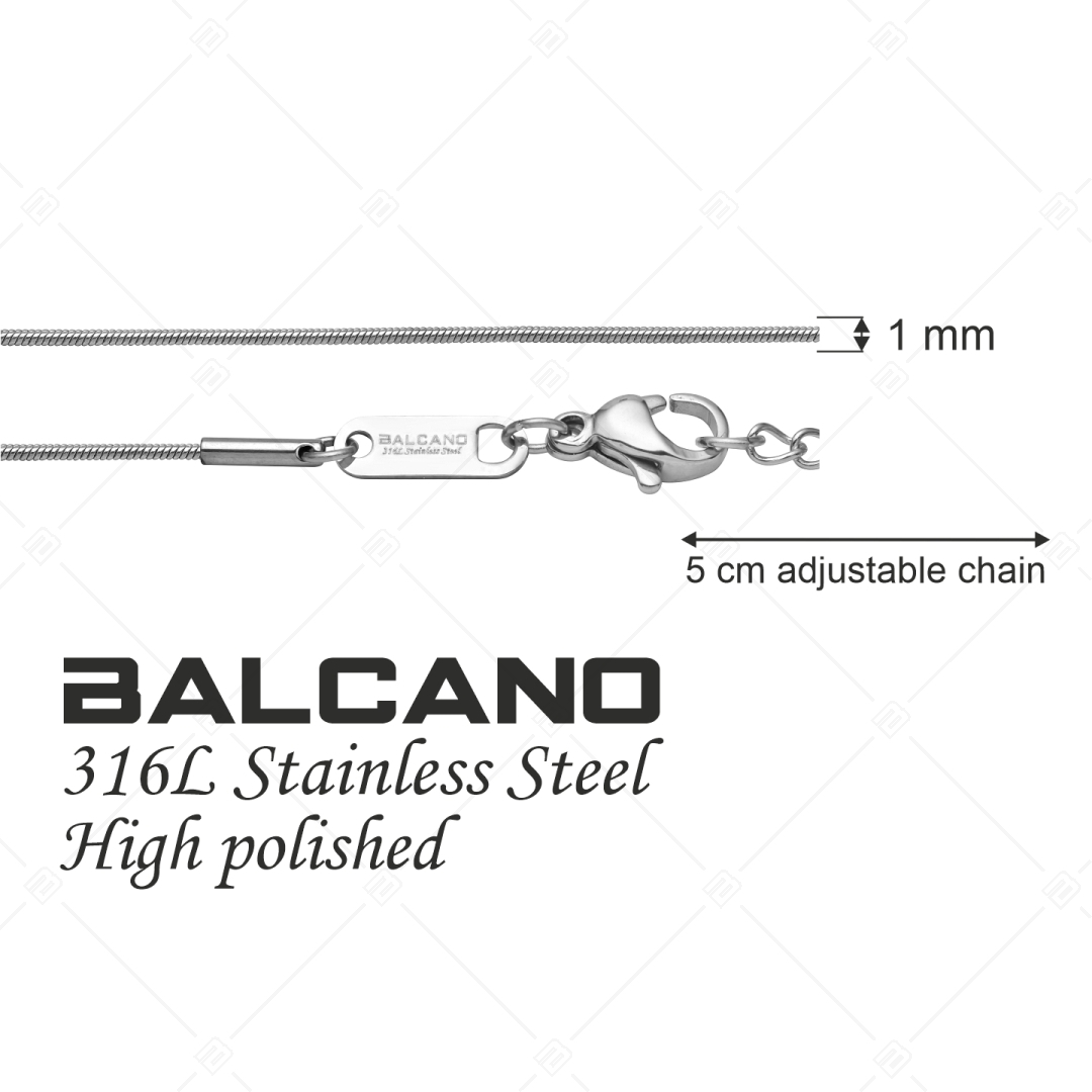 BALCANO - Snake / Stainless Steel Snake Chain Bracelet, High Polished - 1 mm (441210BC97)