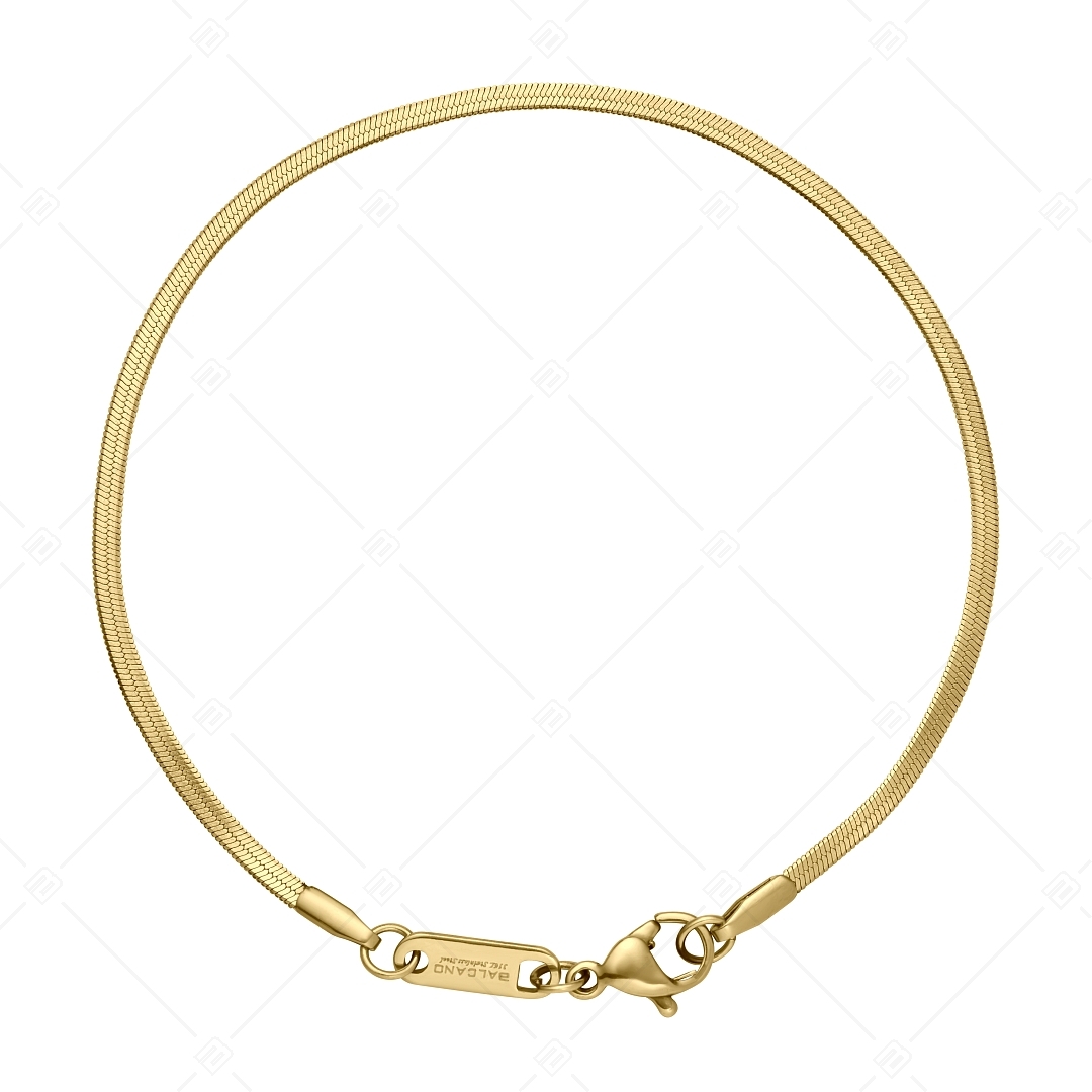 BALCANO - Flattened Snake / Abgeflachte Schlangenkette-Armband aus Edelstahl mit 18K Gold Beschichtung - 1,9 mm (441215BC88)