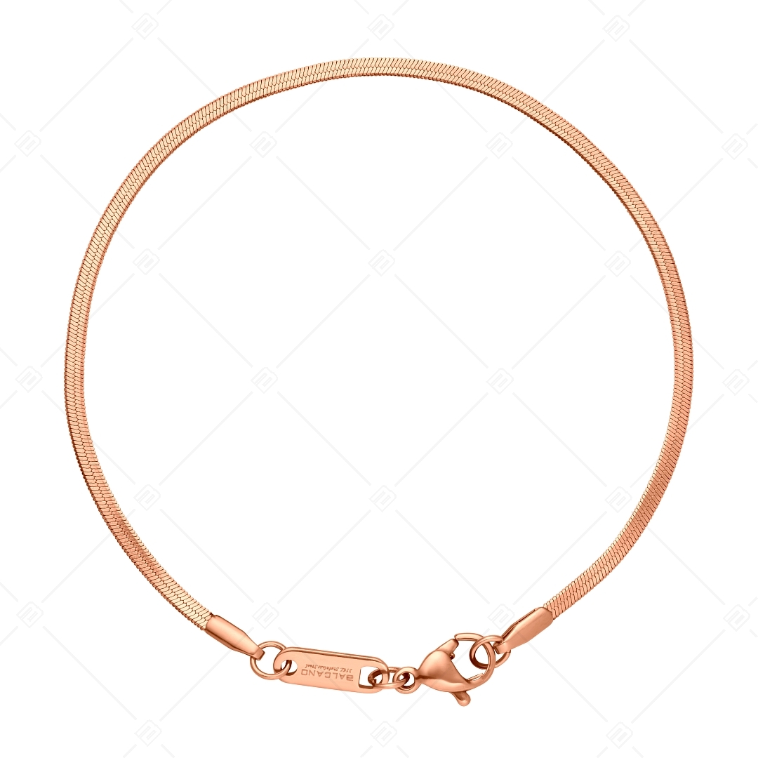BALCANO - Flattened Snake / Bracelet type chaîne serpent aplatie en acier inoxydable, plaqué or rose 18K - 1,9 mm (441215BC96)