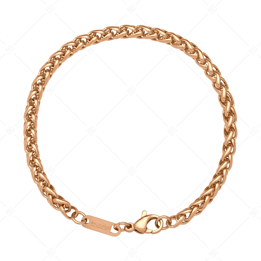 BALCANO - Braided / Bracelet chaîne tressée en acier inoxydable plaqué or rose 18K - 4 mm (441216BC96)