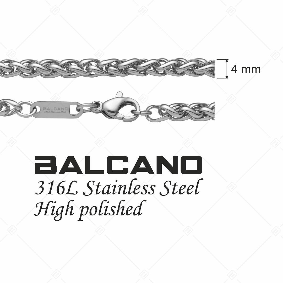 BALCANO - Braided / Edelstahl geflochtene Ketten-Armband, mit Hochglanzpolierung - 4 mm (441216BC97)