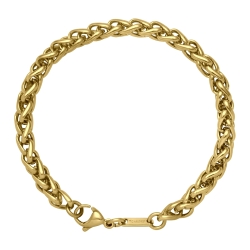 BALCANO - Braided / Stainless Steel Braided Chain-Bracelet 18K Gold Plated - 6 mm