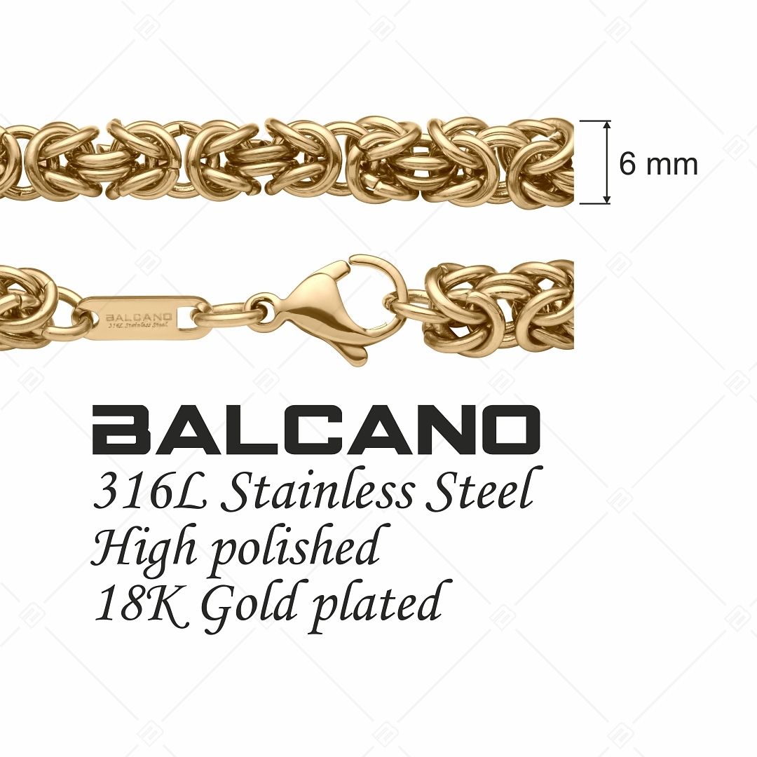 BALCANO - King's Braid / Chaîne du roi à maillon rond, bracelet byzantin plaqué or 18K - 6 mm (441219BC88)