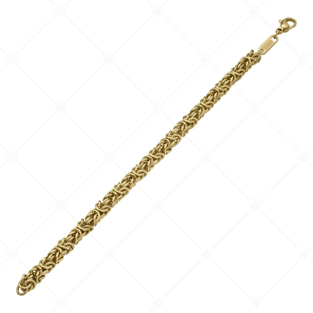 BALCANO - King's Braid / Stainless Steel Byzantine Chain-Bracelet, 18K Gold Plated - 6 mm (441219BC88)