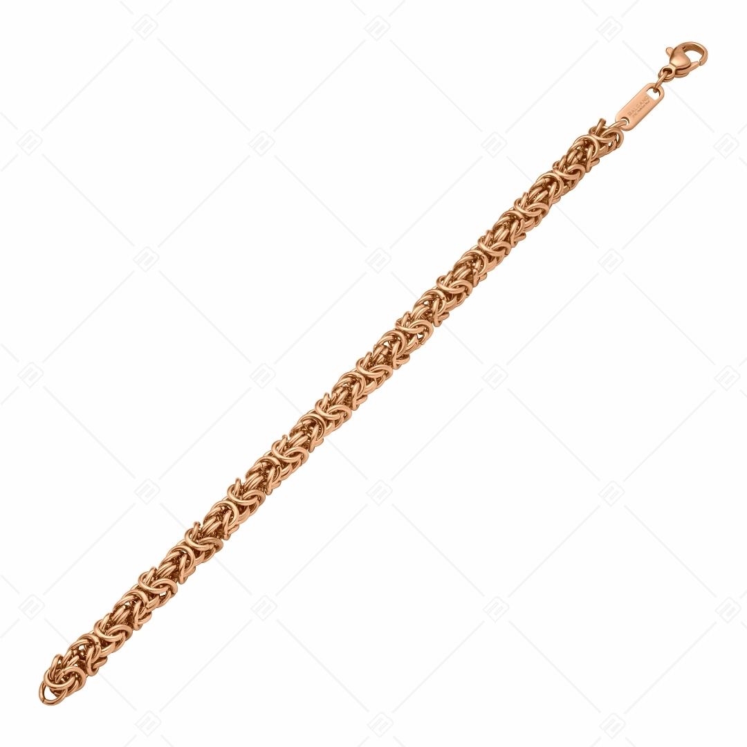 BALCANO - King's Braid / Stainless Steel Byzantine Chain-Bracelet, 18K Rose Gold Plated - 6 mm (441219BC96)