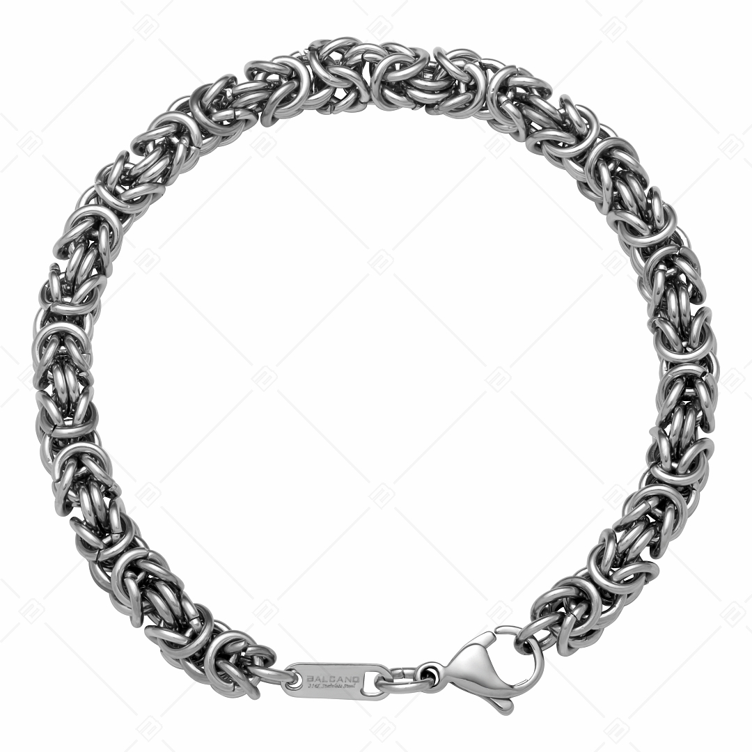 BALCANO - King's Braid / Stainless Steel Byzantine Chain-Bracelet, High Polished - 6 mm (441219BC97)