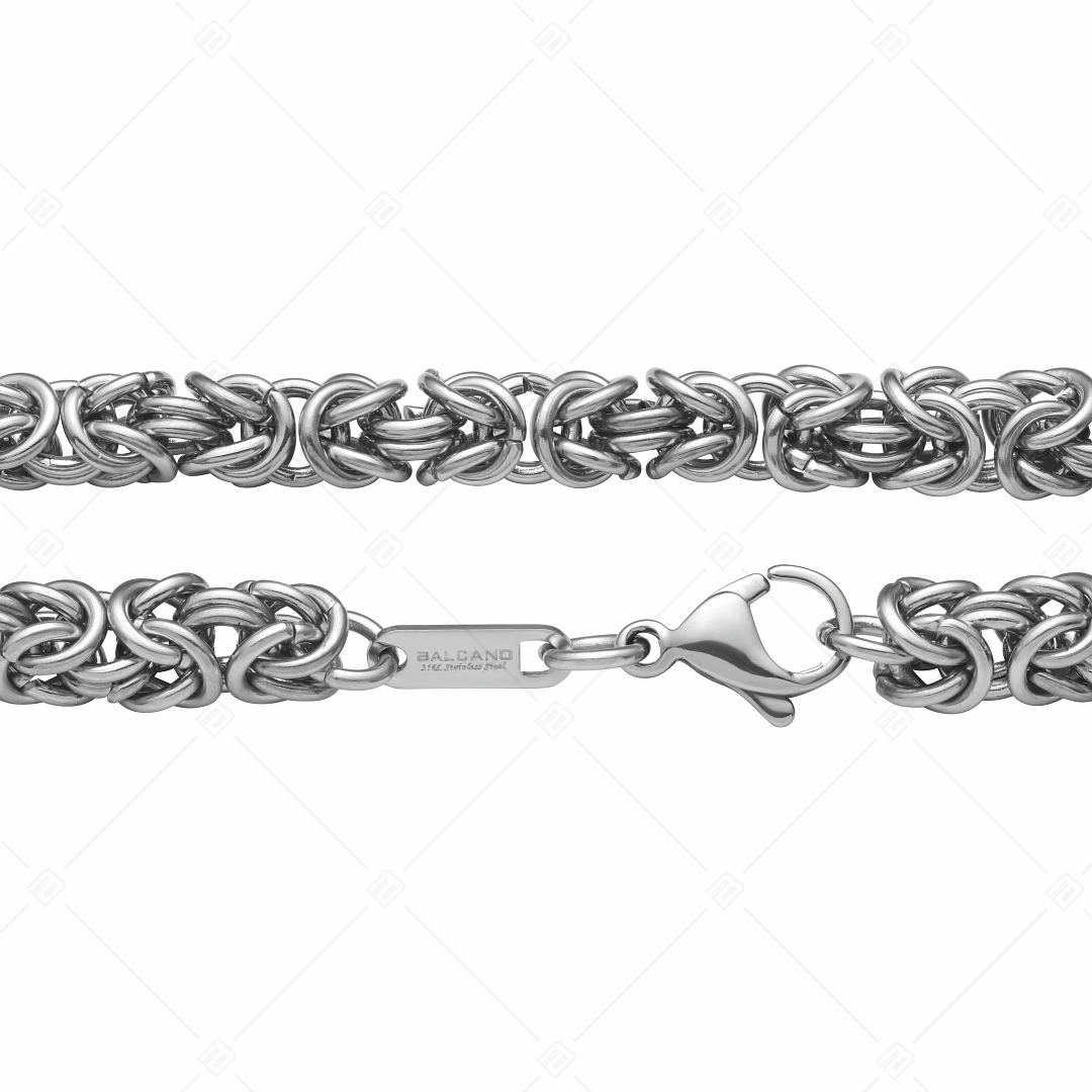 BALCANO - King's Braid / Chaîne du roi à maillon rond, bracelet byzantin en acier inoxydable avec hautement polie (441219BC97)
