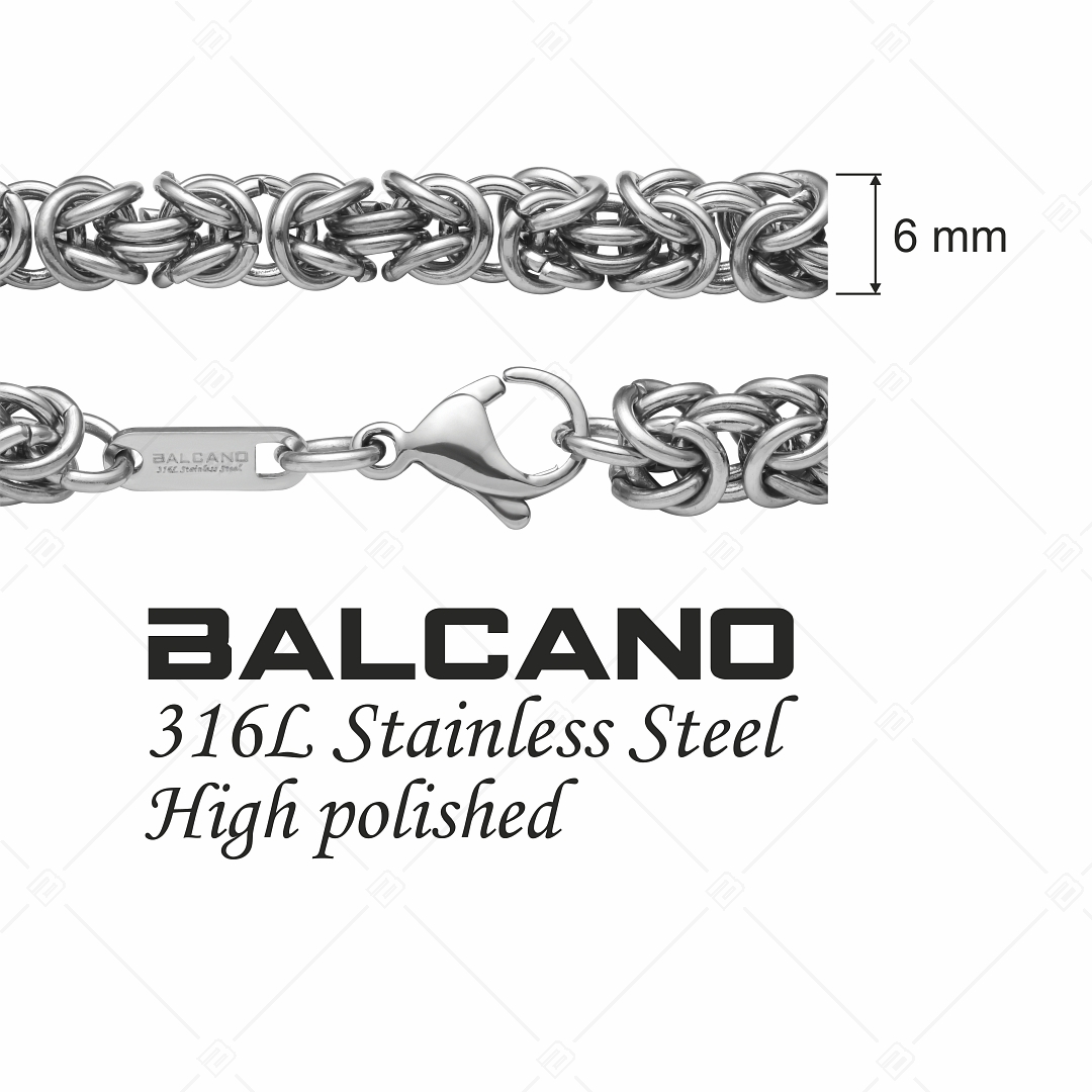 BALCANO - King’s Braid / Edelstahl Königskette, Byzantinische Ketten-Armband mit Spiegelglanzpolierung - 6 mm (441219BC97)