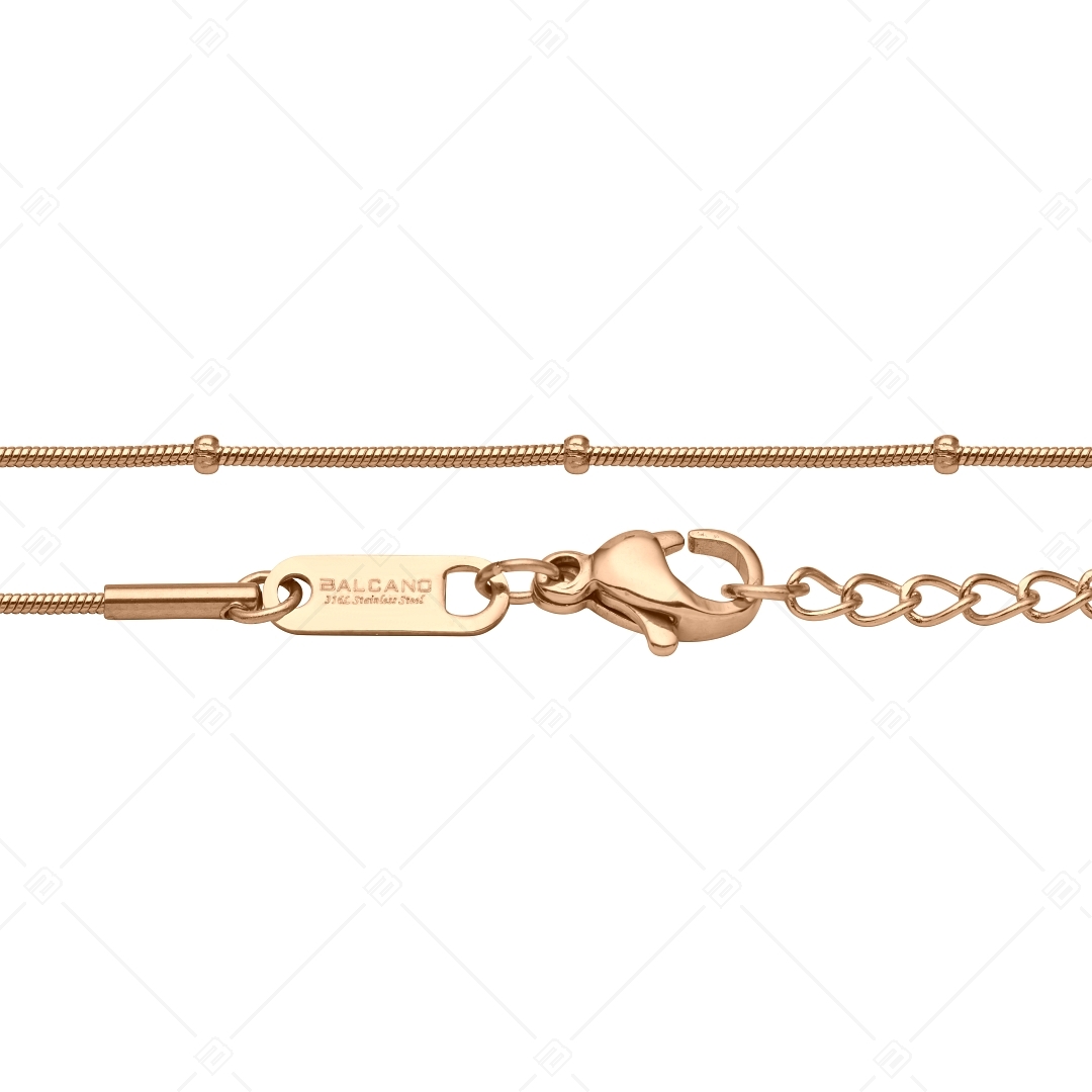 BALCANO - Beaded Snake / Stainless Steel Beaded Snake Chain-Bracelet, 18K Rose Gold Plated - 1 mm (441220BC96)