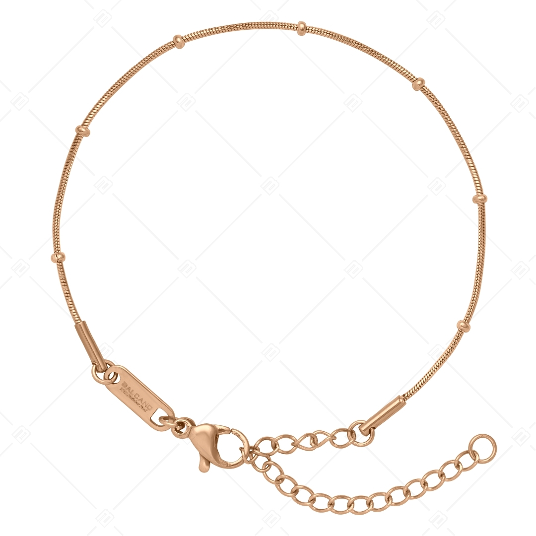 BALCANO - Snake / Bracelet de baies type chaîne de serpent en acier inoxydable plaqué or rose 18K - 1 mm (441220BC96)