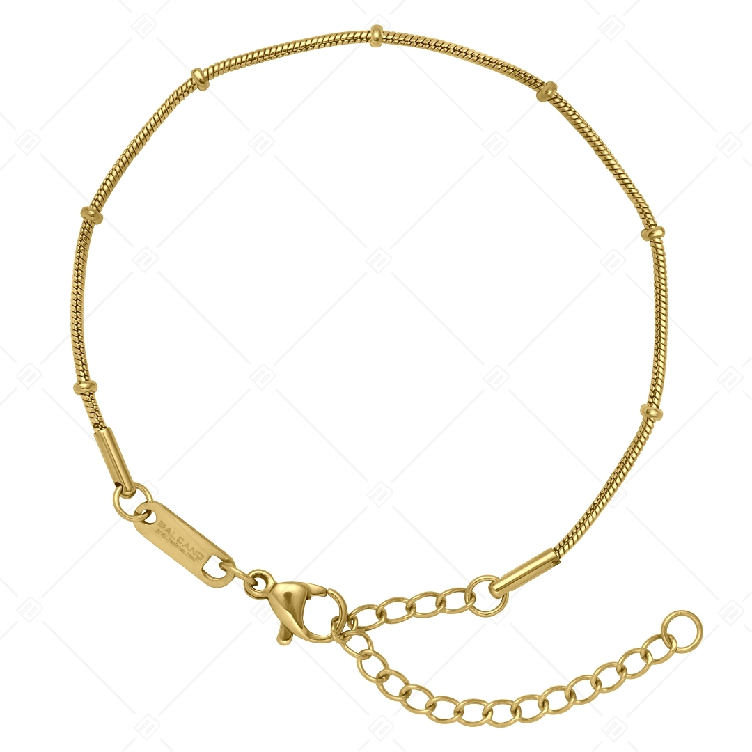 BALCANO - Beaded Snake / Edelstahl Schlangenketten-Armband mit Kugeln und 18K Gold Beschichtung - 1,2 mm (441221BC88)
