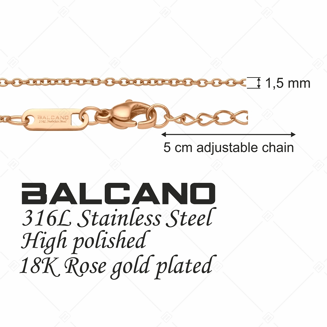 BALCANO - Cable Chain / Bracelet d'ancre en acier inoxydable plaqué or rose 18K - 1,5 mm (441232BC96)