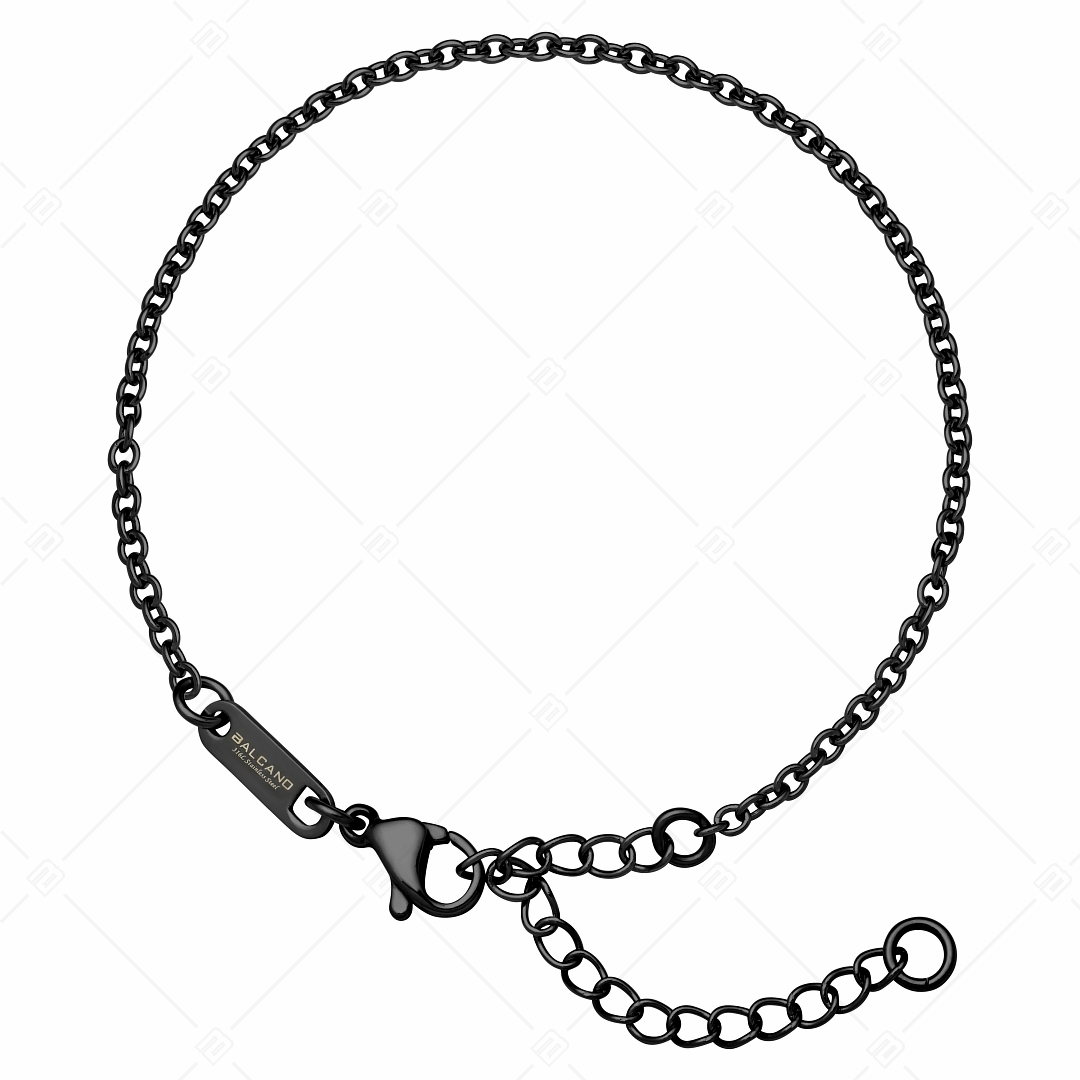 BALCANO - Cable Chain / Bracelet d'ancre en acier inoxydable avec plaqué PVD noir - 2 mm (441233BC11)